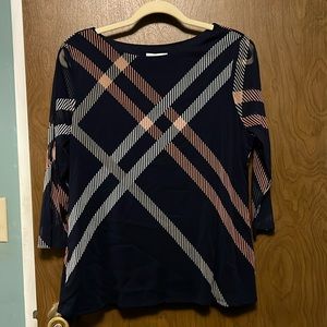 Charter club navy blue plaid blouse